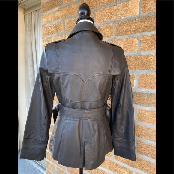 REISS double breasted leather jacket Sz 10 - Picture 11 of 16
